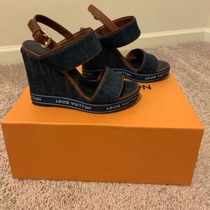 Louis Vuitton Denim Wedge Heels